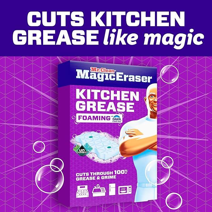 Mr. Clean Magic Eraser Foaming Sponge, Kitchen Grease Eraser, Dawn Cleaning Power, Oven Cleaner, Unstopables Fresh, 8ct - ModernBath