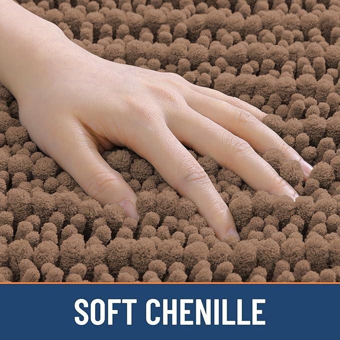 Smiry Bathroom Rugs Mat 24x16, Extra Soft Absorbent Chenille Bath Rugs, Non Slip Rubber Backing Machine Washable Quick Dry Bath Mats for Bathroom Floor, Tub, Shower, Home Decor Accessories, Mocha - ModernBath