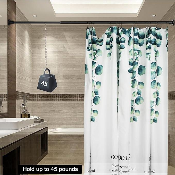 Artiwell Heavy Duty Shower Rod, Adjustable Shower Curtain Rod, Expandable 47-84 Inch, Permanent Mount Shower Rod, Never Rust Stainless Steel For Window Curtain and Closet, Matte Black - ModernBath