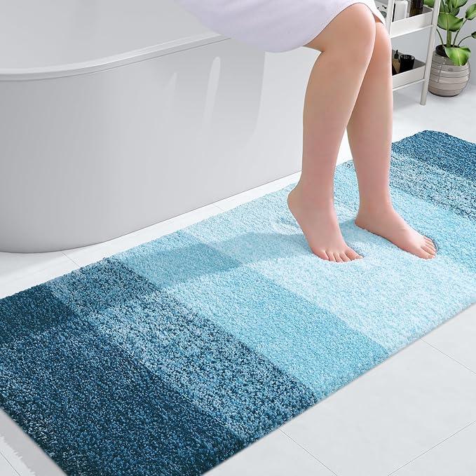 OLANLY Bathroom Runner Rugs 59x24, Extra Soft Absorbent Microfiber Bath Rugs, Rubber Backing, Quick Dry, Washable Bath Mats for Bathroom Floor, Tub and Shower, Home Decor Accessories, Peacock Blue - ModernBath