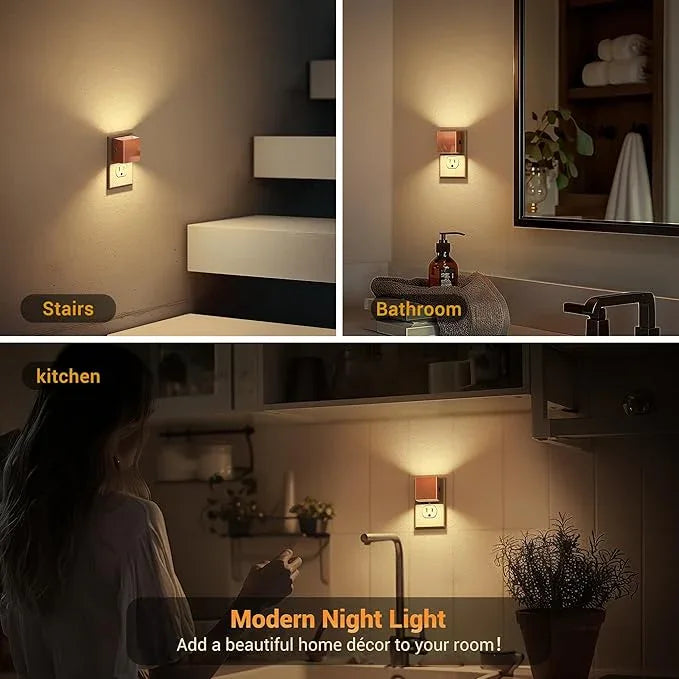 JandCase Night Light,Automatic Night Lights Plug into Wall,Dusk to Dawn,2 Pack Soft White 3000K Brightness Adjustable Nightlight for Kids Bedroom Bathroom Hallway Kitchen - ModernBath