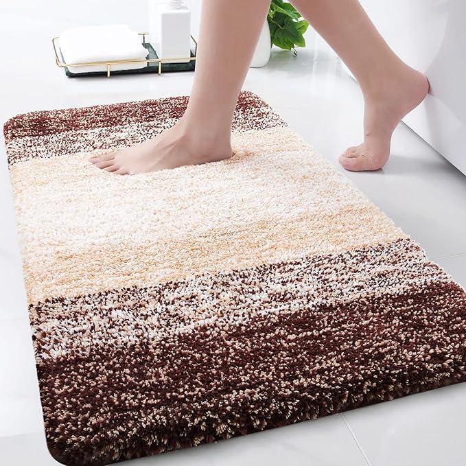 Arotive Microfiber Bathroom Rugs, Shaggy Soft and Absorbent Bath Rug, Non-Slip, Thick Plush Machine Washable Dry Bath Mats for Bathroom, Tub and Shower, 34x21, Brown, Rectangular - ModernBath