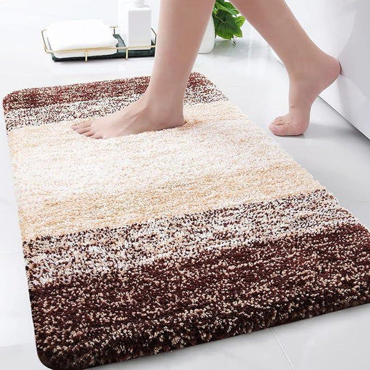 Arotive Microfiber Bathroom Rugs, Shaggy Soft and Absorbent Bath Rug, Non-Slip, Thick Plush Machine Washable Dry Bath Mats for Bathroom, Tub and Shower, 34x21, Brown, Rectangular - ModernBath