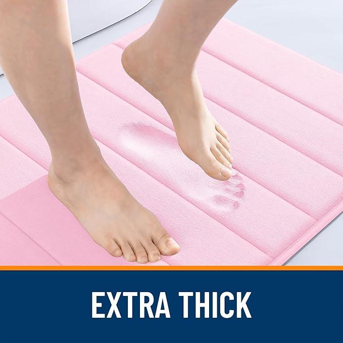 OLANLY Memory Foam Long Bathroom Rugs Runner 70x24, Super Soft Absorbent Bath Mat, Quick Dry, Machine Washable Shower Floor Rugs, Bathmat Carpet, Bathroom Home Decor Accessories, Pink - ModernBath