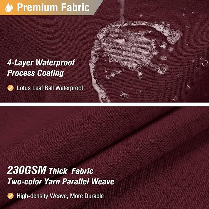 BTTN Fabric Shower Curtain, Linen Textured Heavy Duty Polyester Cloth Shower Curtain Set with Plastic Hooks, Burgundy, 72x96 - ModernBath