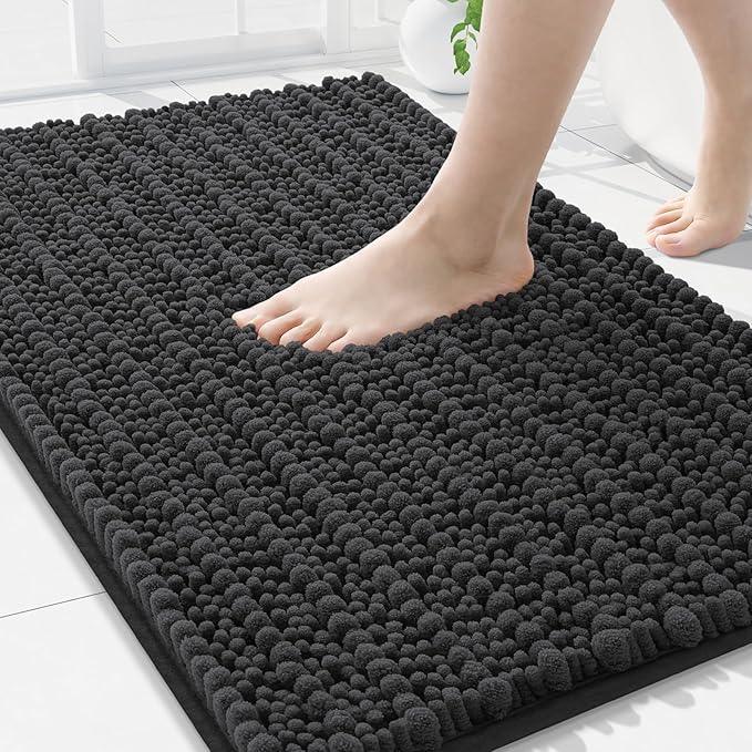 Arotive Luxury Chenille Bathroom Rug Mat, Extra Soft Thick Absorbent Shaggy Bath Rugs, Non-Slip Machine Wash Dry, Plush Bath Mats for Bathroom, Shower and Tub, 34x21, Dark Grey - ModernBath