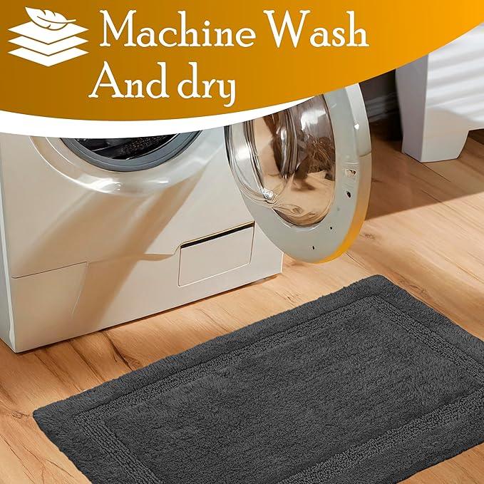 C23 Luxury Bathroom Rugs, Bath Mat - 20"x32" & 16"x24", 2200 GSM Tufted Cotton Bathroom Mat, Ultra-Absorbent Quick Dry Heavyweight Non-Slip Bathmat, Thick Soft Plush Machine Washable Bath Rug - 2 Pack - ModernBath