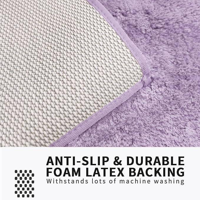 FIFU Bathroom Rugs 20" W x 32" L, Bath Mat for Bathroom, Bedroom, Laundry Room & Kitchen, Non-Slip Rubber Latex Backing, Extra Soft and Absorbent Polyester Carpet, Machine Washable Rug, Lavender - ModernBath