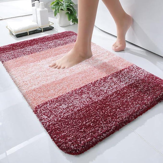 OLANLY Bathroom Rugs Mat 24x16, Extra Soft Absorbent Microfiber Bath Rugs, Rubber Backing, Quick Dry, Machine Washable Bath Mats for Bathroom Floor, Tub and Shower, Home Decor Accessories, Red - ModernBath