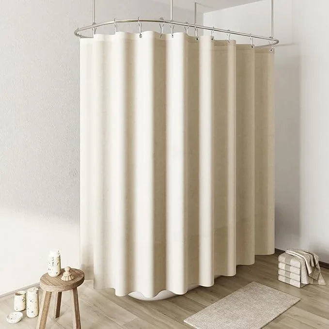 Naturoom Extra Wide Linen Shower Curtain 108x72 for Clawfoot Tub Country Boho Farmhouse Bath Decor Beige Shower Curtains for Bathroom Neutral Cloth Weighted Textured Fabric Bath Curtain, 108 Inch - ModernBath