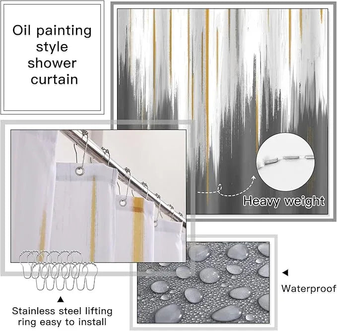 WSBArt 32PCS Bathroom Sets with Shower Curtain and Rugs-Grey Bathroom Accessories,Non Slip Bathroom Rugs Set with Toilet Lid Cover, Waterproof Shower Curtain, 3PC Soap Dispenser with Trash Can - ModernBath