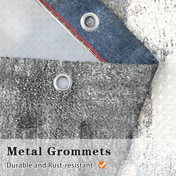 Culudea Navy Blue Grey Painting Shower Curtain Set, Gray Contemporary Modern Abstract Bathroom Window Waterproof Shower Curtain Set for Bathroom Decor - ModernBath