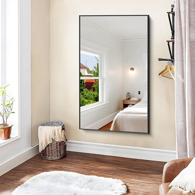 KOCUUY Black Rectangle Mirror, 30"x48" Bathroom Mirrors for Over Sink, Large Black Wall Mounted Mirror, Metal Framed Mirror for Wall, Vanity Mirror for Bathroom Living Room Bedroom Dining Room - ModernBath