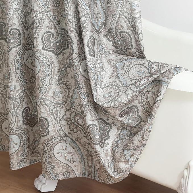BESTRIPES Stall Fabric Shower Curtain, Taupe Gray Blue Paisley Print Waterproof Shower Curtains for Bathroom, 54" W x 72" H - ModernBath