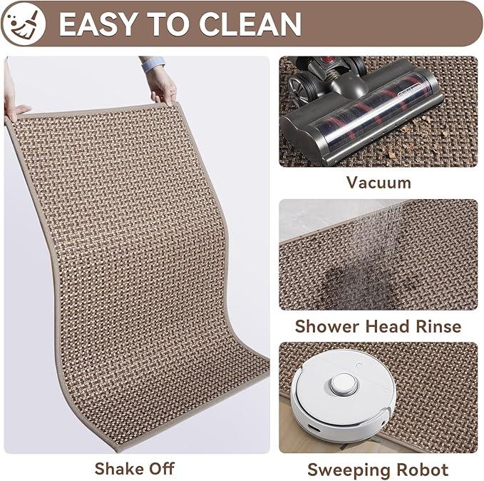 YDKGL Bath Mat Rug-Ultra Thin Non Slip Bath Mats for Bathroom Mat Quick Dry, Rubber Backing Washable Bathroom Rugs Fit Under Door, Absorbent Bath Rugs,Shower Outside,Sink Brown 20"x32" - ModernBath