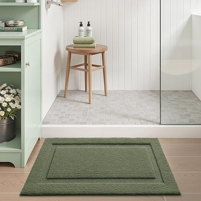 LUMI Ultra Soft Bathroom Rugs Non Slip with Rubber Backing, Absorbent Washable Bath Mat Quick Dry, Upgraded Premium Microfiber Plush Carpet for Bathtub and Shower Floor, Green, 17x30 - ModernBath