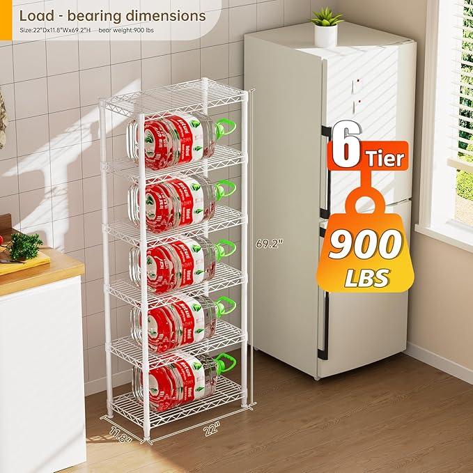 5 tire Shelves Storage Wire Shelving Unit Metal Shelf Adjustable Organizers Storage Shelving with Wheels for Bathroom Laundry Room Kitchen Pantry12”D x 22”W x 69”H White - ModernBath