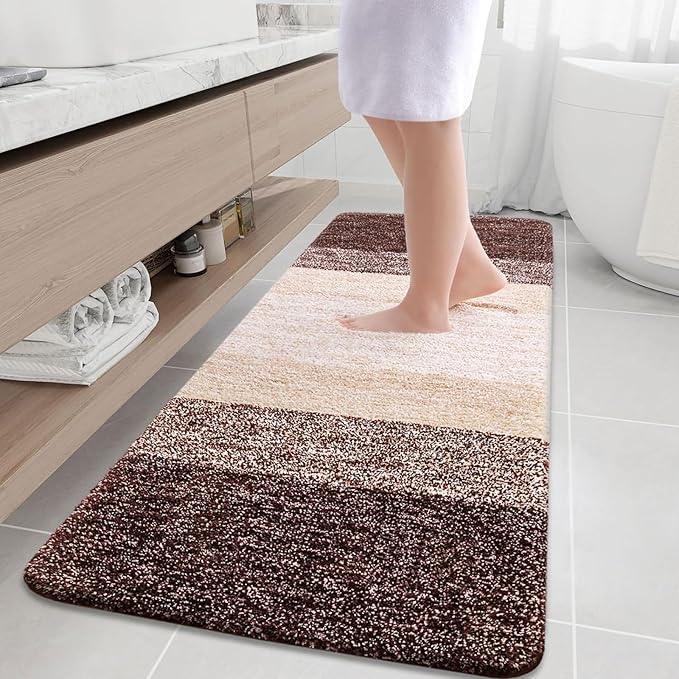 Arotive Microfiber Bathroom Rugs, Shaggy Soft and Absorbent Bath Rug, Non-Slip, Thick Plush Machine Washable Dry Bath Mats for Bathroom, Tub and Shower, 59x35, Brown, Rectangular - ModernBath