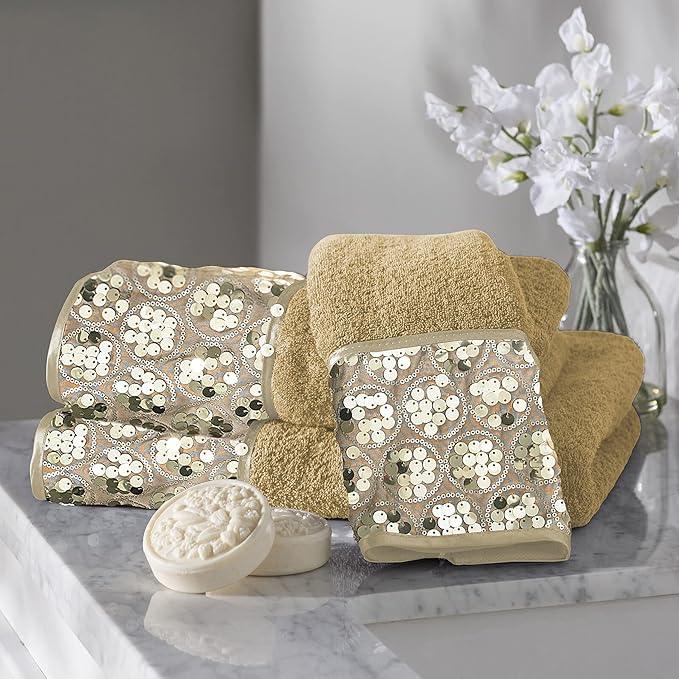 Zahari Home Sinatra Modern Bathroom Towel Set - 3 Piece Luxury Contemporary Decor Bling Champagne Gold Bath Towel Set Soft, Plush and Highly Absorbent - ModernBath