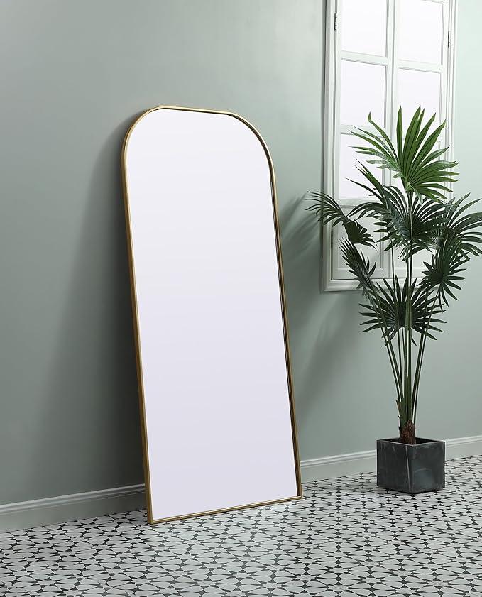 Illuminate, Metal Frame Arch Full Length Mirror 32X66 Inch in, Modern, Brass - ModernBath