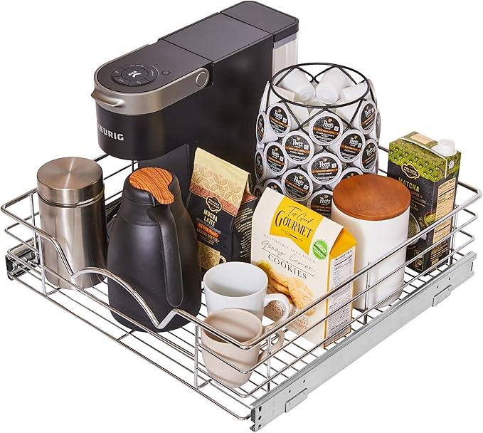 HOLDN’ STORAGE Heavy-Duty Premium Collection Pull Out Cabinet Organizer, Cabinet Drawer Slide Outs, Lifetime Limited Warranty - Basket Size 20" W x 21" D x 5" H, Anti-Rust Chrome Finish - ModernBath