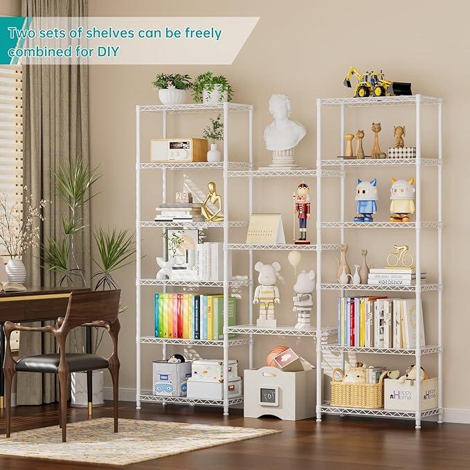 SINGAYE 8 Tier Shelf Organizer Storage Metal Shelves Garage Wire Shelving Unit Pantry Rack Adjustable Standing Storage for Kitchen Closet Laundry Bathroom Pantry 12" D x 22" W x 74" H White - ModernBath