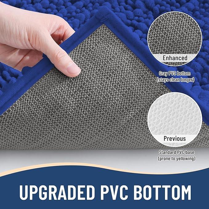 Arotive Luxury Chenille Bathroom Rug Mat, Extra Soft Thick Absorbent Shaggy Bath Rugs, Non-Slip Machine Wash Dry, Plush Bath Mats for Bathroom, Shower and Tub, 30x20, Dark Blue - ModernBath