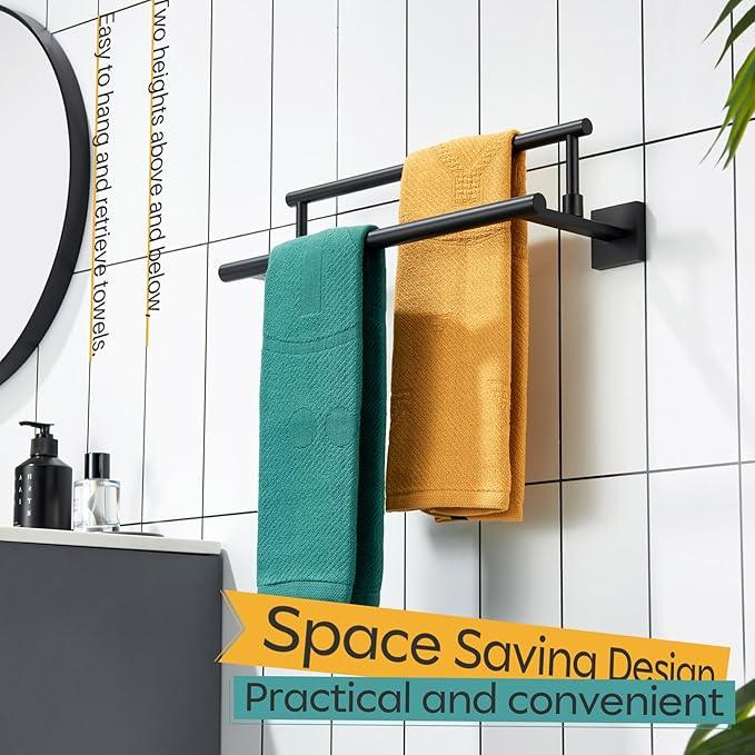 KOKOSIRI Bathroom Towel Bars 16 Inch Towel Rails Matte Black 40CM Hand Towel Holder for Kitchen Garage Wall Stainless Steel B5009BK-L16 - ModernBath