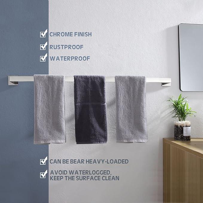 KOKOSIRI 36-Inch Single Towel Bar, Bathroom Kitchen Towel Holder, Wall Mounted SUS304 Stainless Steel Towel Rack, Polished Chrome, B4003CH-L36 - ModernBath