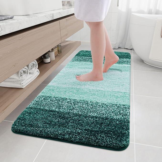 Arotive Microfiber Bathroom Rugs, Shaggy Soft and Absorbent Bath Rug, Non-Slip, Thick Plush Machine Washable Dry Bath Mats for Bathroom, Tub and Shower, 59x24, Dark Green, Rectangular - ModernBath