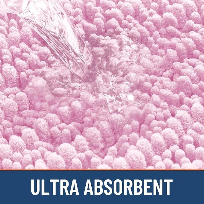 Smiry Bathroom Rugs Mat 36x24, Extra Soft Absorbent Chenille Bath Rugs, Non Slip Rubber Backing Machine Washable Quick Dry Bath Mats for Bathroom Floor, Tub, Shower, Home Decor Accessories, Pink - ModernBath