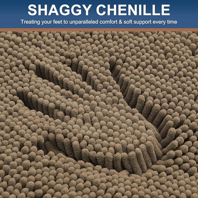 Smiry Luxury Chenille Bathroom Rugs 59x20, Extra Soft and Absorbent Shaggy Bath Mat, Machine Washable, Non-Slip Plush Carpet Runner for Tub, Shower, and Floor, Home Decor Accessories, Camel - ModernBath