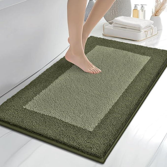 anllugs Bathroom Rugs 24" x 36", Non-Slip Extra Soft Absorbent Bath Rugs, Machine Washable Quick Dry Bath Mats for Bathroom Floor, Shower, Bathtub and Sink, Olive Green & Green - ModernBath