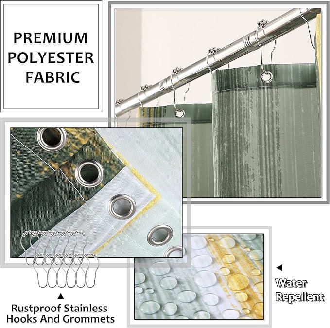 XLHOMO Bathroom Set - Sage Green Bathroom Accessories Set, Bathroom Sets with Shower Curtain and Rugs, Sage Green Shower Curtain Set with Bathroom Trash Can, Soap Dispenser, Soap Dish for Home Decor - ModernBath