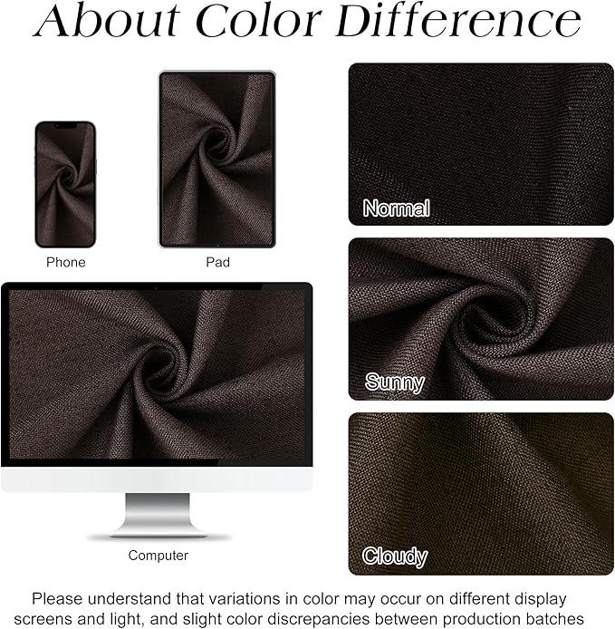Naturoom Chocolate Brown 54 Inch Shower Curtain - Stall Narrow Half Linen Ultra Thick Fabric Shower Curtain Set with Hooks, Boho Farmhouse Rustic RV Camper Bath Curtains for Bathroom, 54x78 - ModernBath