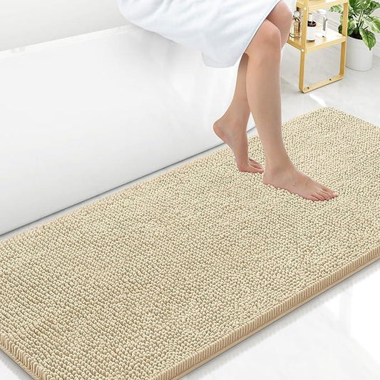 Arotive Bathroom Rugs 59x24, Extra Soft Absorbent Shaggy Chenille Bath Rugs, Machine Washable Rubber Backing Non-Slip Bath Mats for Bathroom Floor Tub and Shower, Home Decor Accessories, Beige - ModernBath