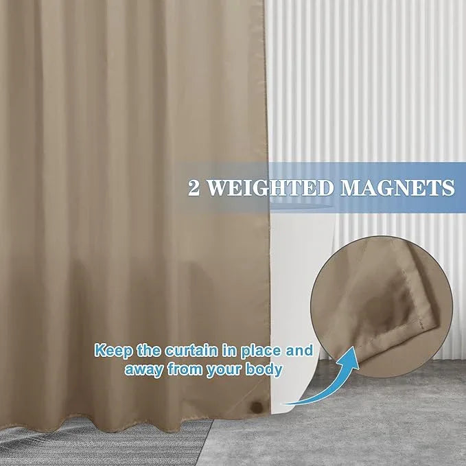 Nasitos Fabric Shower Curtain or Liner 4 Pack - W72 x H72 - Hotel Quality & Water Resistant Cloth Shower Liner for Bathroom, Machine Washable, Standard Size (Khaki, Include 8 Magnets) - ModernBath