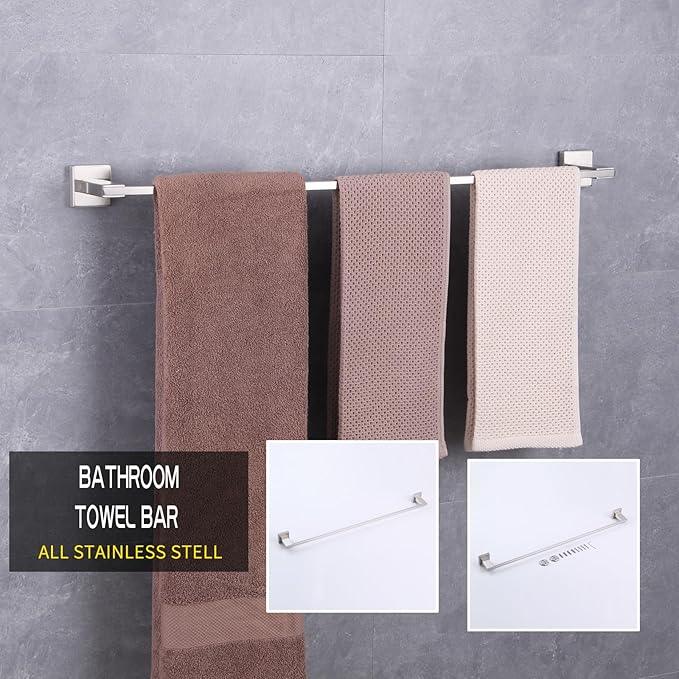 GERZWY 30 Inch Towel Bar Bathroom Wall Mounted Towel Rail, Stainless Steel Hand Towel Holder Brushed Finish JG1901A75-LS - ModernBath