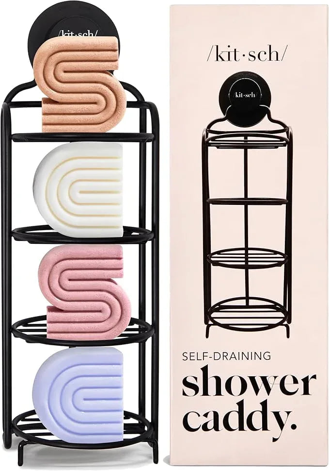 Kitsch Hanging Shower Caddy with Suction Cup – Self-Draining Bar Soap Holder & Shower Caddy for Shampoo Bars, Conditioner Bars & Soap – Rust Proof, Eco-Friendly, Wall Mount or Free-Standing Organizer - ModernBath