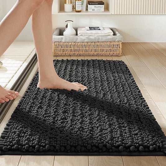 Ruggnovea Chenille Bathroom Rugs Non Slip Washable 36x24, Extra Thick Soft Absorbent Chenille Bath Mat, Non-Slip Barrier Backing, Quick Dry Machine Washable Bath Mats Tub, Shower,Floor/Sink,Darkgrey - ModernBath
