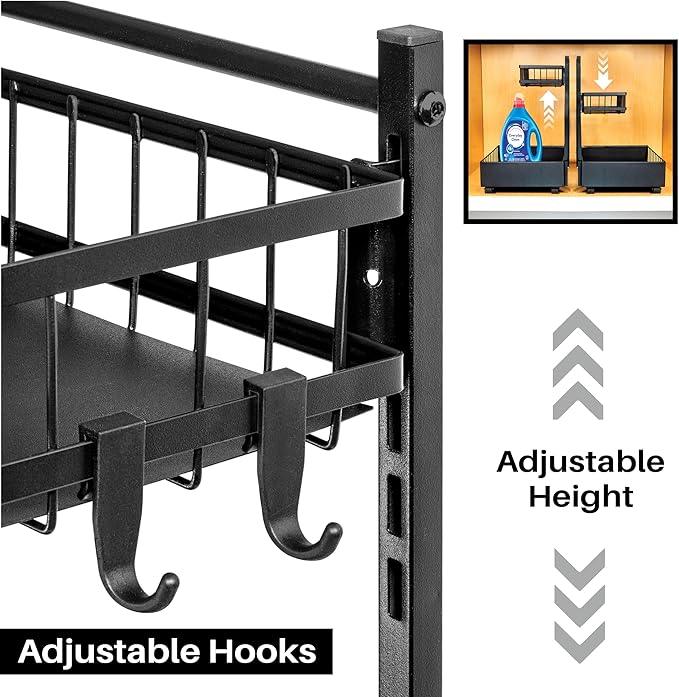 LYNK PROFESSIONAL® Pull Out Under Sink Kitchen Cabinet Organizer - 10" W x 14" D 2-Tier Drawer - Sliding Shelf Organizer for Cabinets and Undersink Storage Shelves - Lifetime Ltd. Warranty – Black - ModernBath