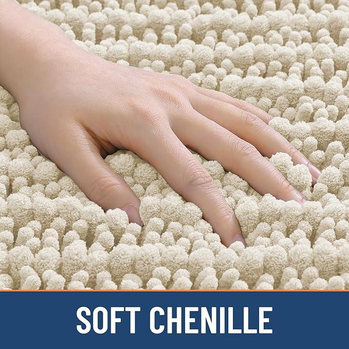 Smiry Bathroom Rugs Mat 36x24, Extra Soft Absorbent Chenille Bath Rugs, Non Slip Rubber Backing Machine Washable Quick Dry Bath Mats for Bathroom Floor, Tub, Shower, Home Decor Accessories, Sand - ModernBath