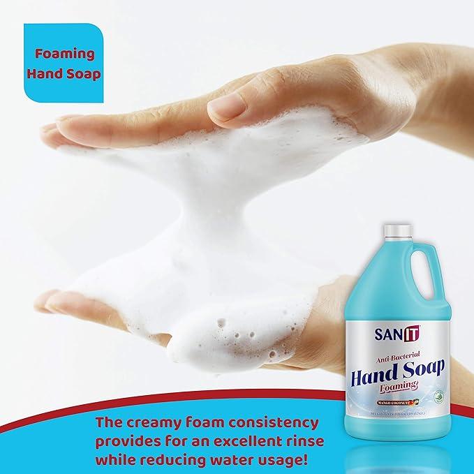 Sanit Antibacterial Foaming Hand Soap Refill - Advanced Formula with Aloe Vera and Moisturizers - All-Natural Moisturizing Hand Wash - Made in USA, Mango Coconut, 1 Gallon - ModernBath