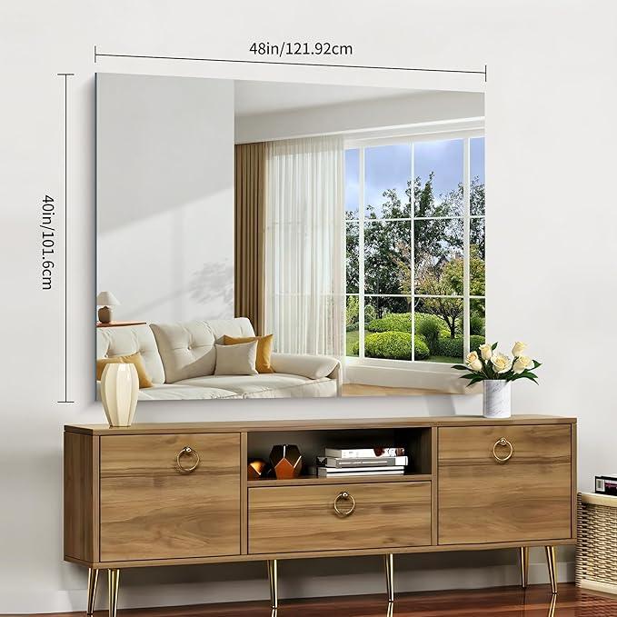CILIBER Frameless Mirror, 40x48 Inch Large Bathroom Mirrors for Wall Over Sink, Upgraded Shatterproof Vanity Mirror with Polished Edge for Bathroom,Bedroom,Living Room and Entryway - ModernBath