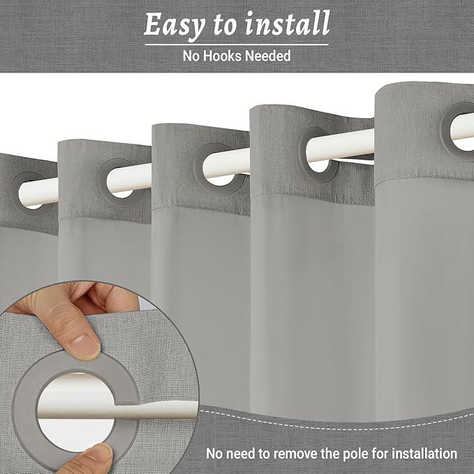 WONICY Long No Hook Shower Curtain with Snap in Liner, Polyester Textured Shower Curtain with Liner Set, Waterproof Washable Hotel Style Shower Curtains for Bathroom, 71Wx80H, Grey - ModernBath
