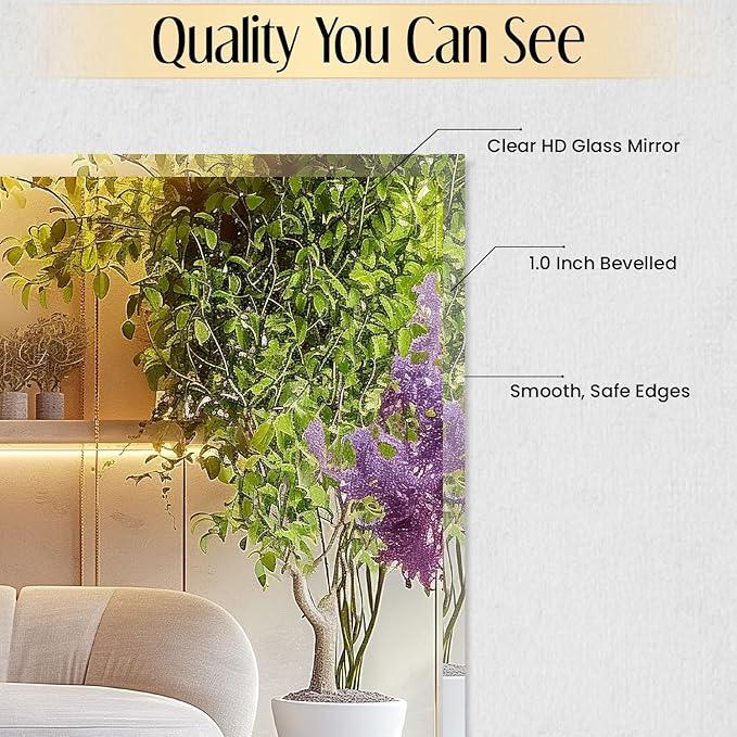Duprima Rectangle Bevelled Frameless Mirror - Wall Mirror 30” x 36”, Shatterproof Modern Bathroom Mirror for Gym, Bathroom Vanity, Entryways with Bevelled Edge, Horizontally or Vertically - ModernBath