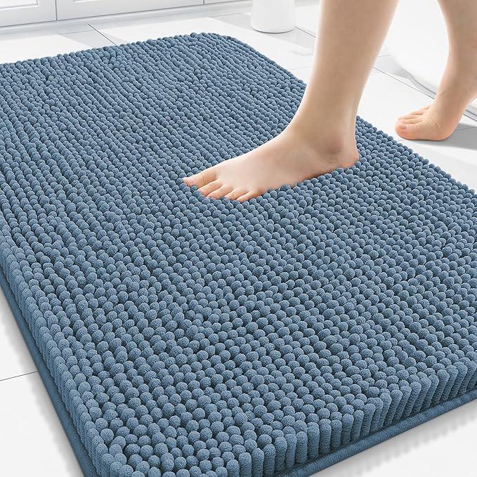 Arotive Bathroom Rugs 30x20, Extra Soft Absorbent Shaggy Chenille Bath Rugs, Machine Washable Rubber Backing Non-Slip Bath Mats for Bathroom Floor Tub and Shower, Home Decor Accessories, Grayish Blue - ModernBath