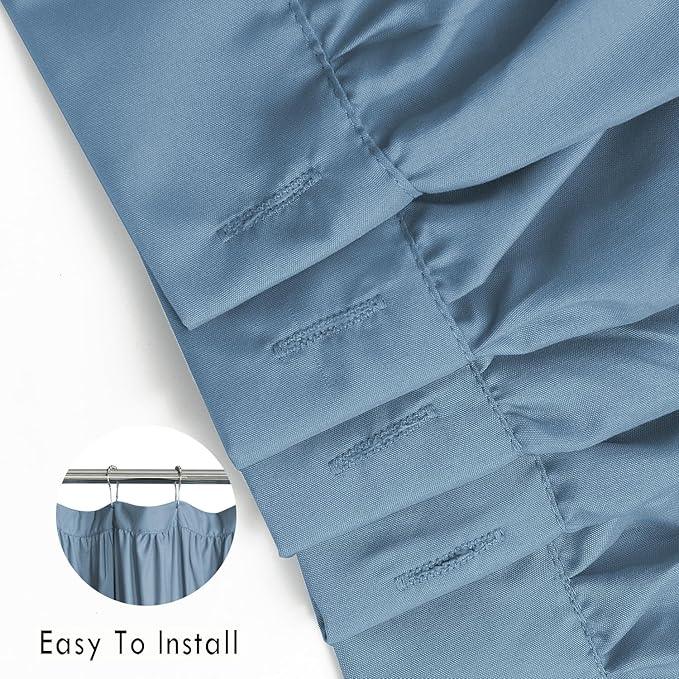 Homechoice Decor Dusty Blue Ruffle Shower Curtain, Vintage Handcrafted Bow Tie Bath Curtain for Master Bathroom, Ruched Microfiber Bathroom Curtain with 12 Buttonholes, 72" W x 72" H (LQ-10) - ModernBath