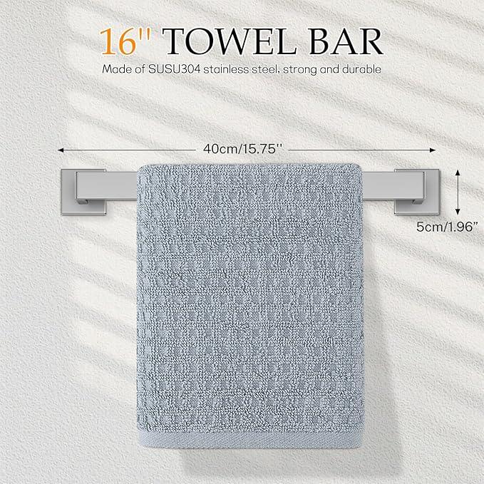 5-Pieces Brushed Nickel Bathroom Hardware Accessories Set,16 Inch Towel Bar Set,Stainless Steel Bathroom Hardware Set Towel Holder Set for Bathroom,Wall-Mounted Bathroom Accessories Kit - ModernBath