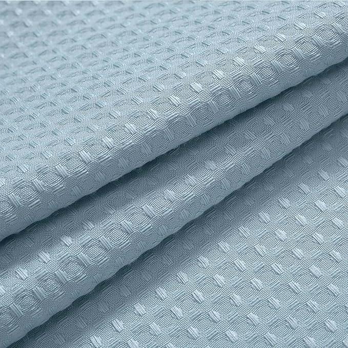 River Dream Heavyweight No Hooks Required Dotted Waffle Weave Shower Curtain with Snap in Liner - 71W x 74H,Hotel Grade,Spa Like Bath Curtain,Blue - ModernBath